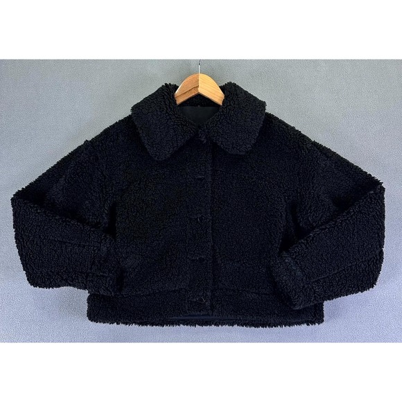 Lululemon Jacket Womens 4 Black Cropped Textured Sherpa Fleece Cozy Warm Heavy - Picture 1 of 8